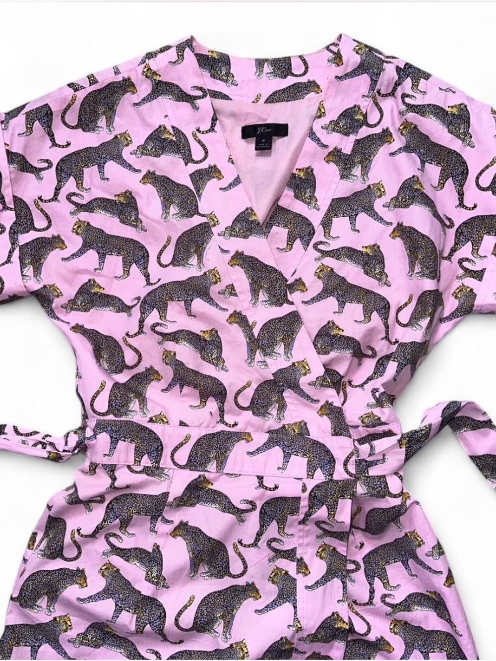 J. Crew Pink Leopard Print Wrap Dress - Picture 2 of 5
